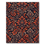 Dark Floral Scrollwork Amber Rug