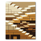 Brown Geometric Cubist Stairs Rug