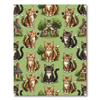 Playful Kittens On Green Background Rug