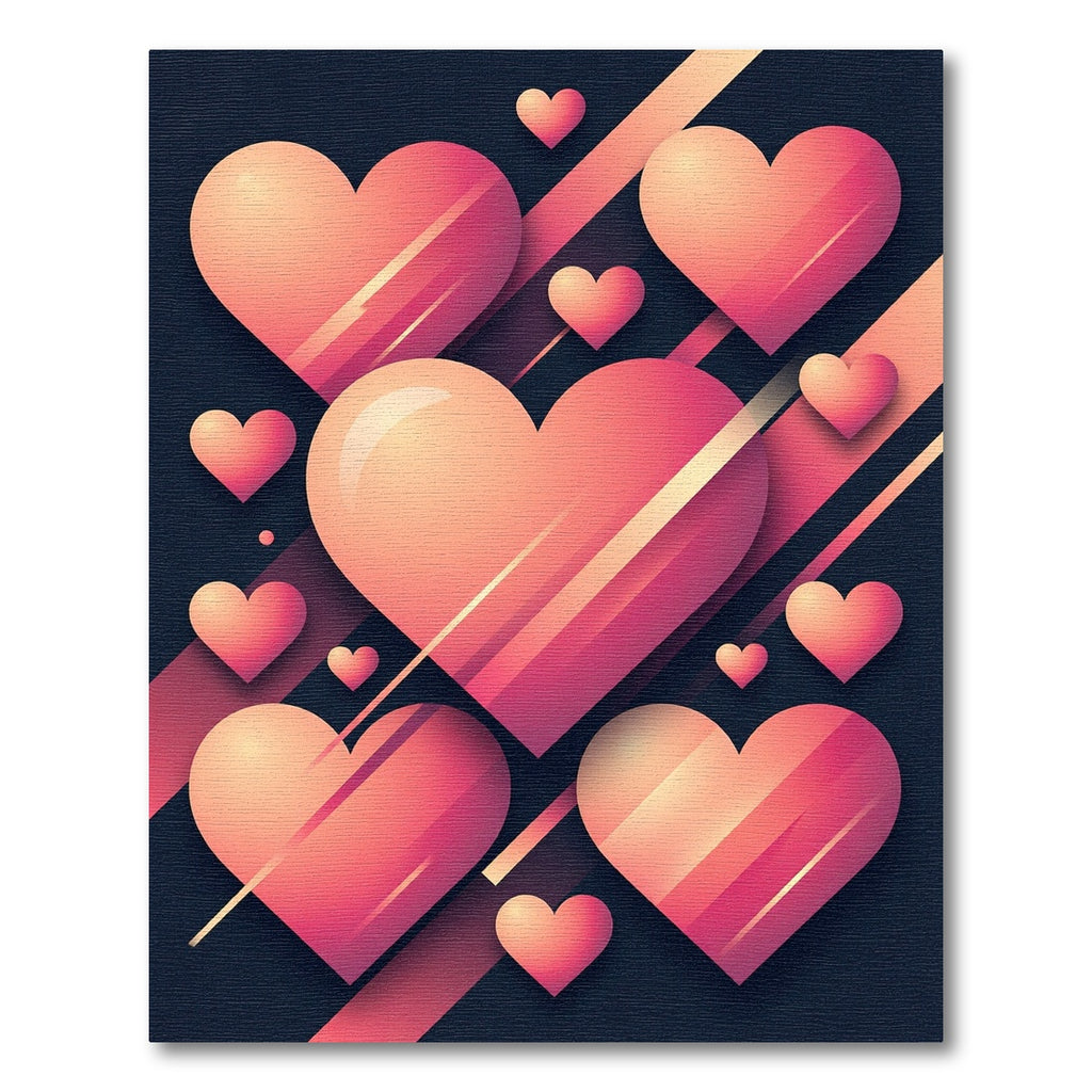 Coral Hearts Diagonal Stripe Composition Rug