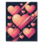 Coral Hearts Diagonal Stripe Composition Rug