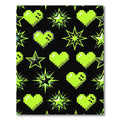 Neon Pixelated Hearts and Radiating Stars Rug