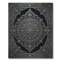 Ornate Charcoal Silver Filigree Medallion Rug