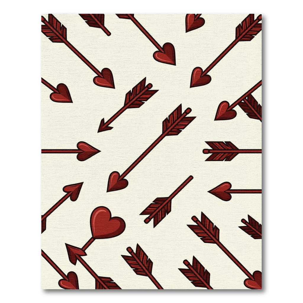 Crimson Heart Cupid Arrow Illustration Rug