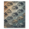 Cozy Neighborhood Village Textured Houses Rug