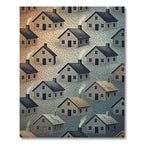 Cozy Neighborhood Village Textured Houses Rug