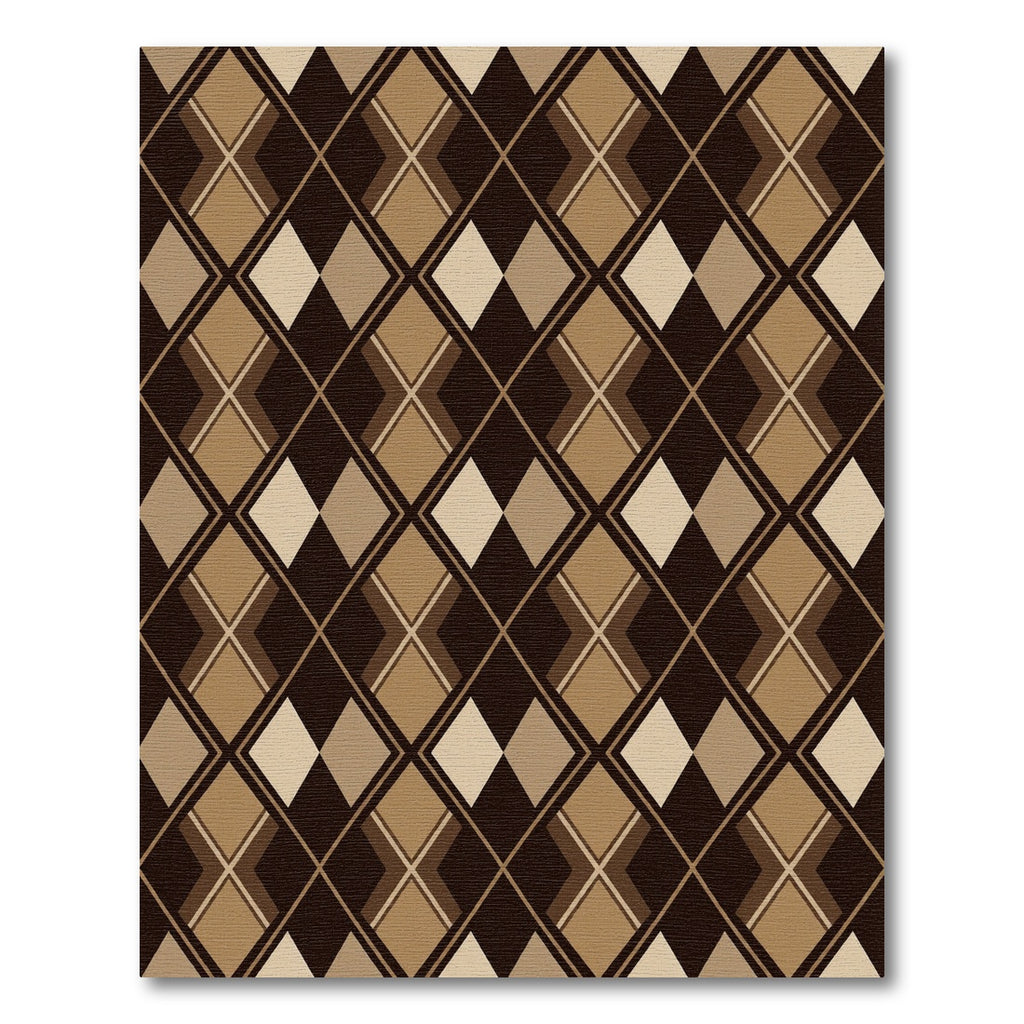Sophisticated Brown Geometric Argyle Texture Rug