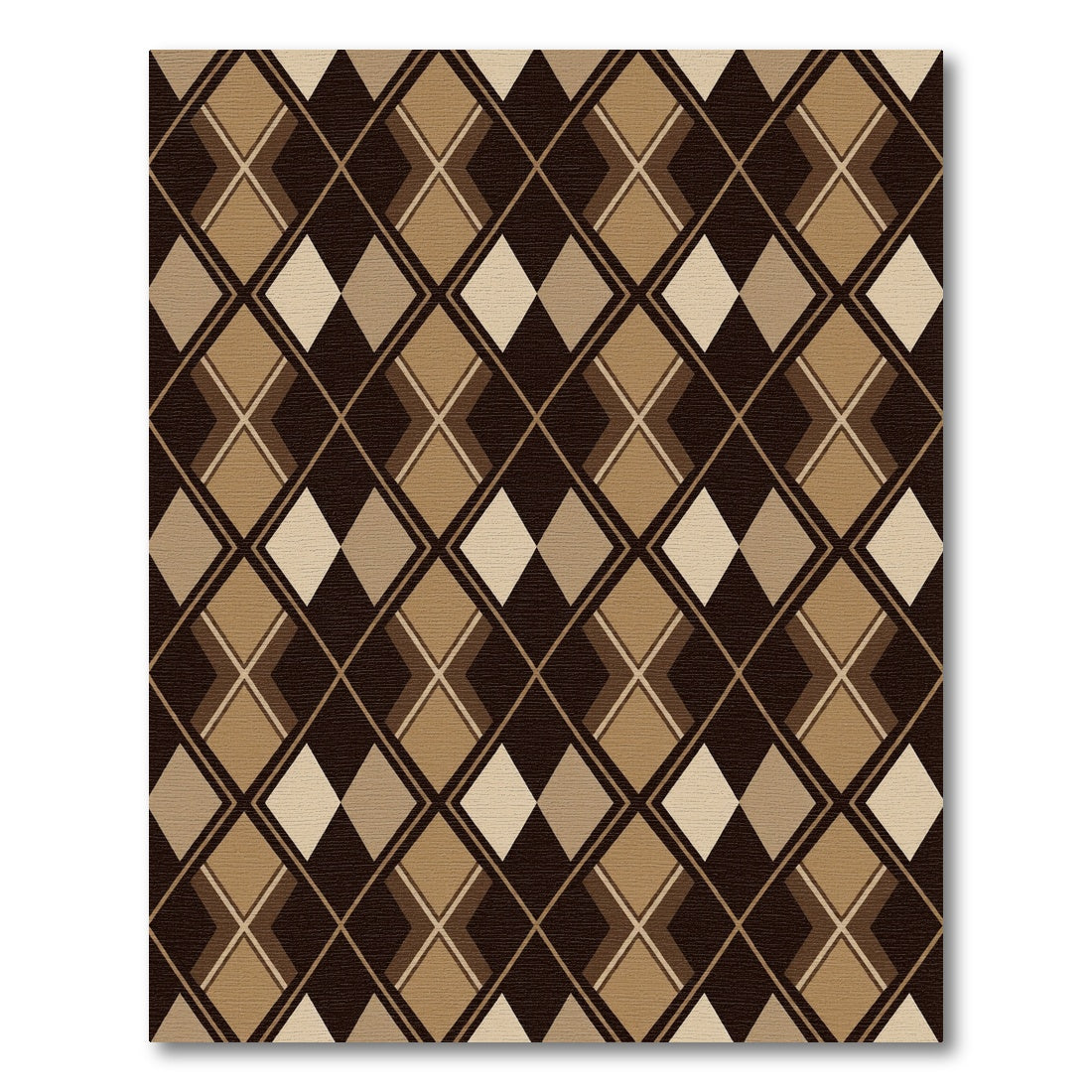 Sophisticated Brown Geometric Argyle Texture Rug