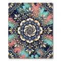 Celestial Golden Floral Mandala Watercolor Rug
