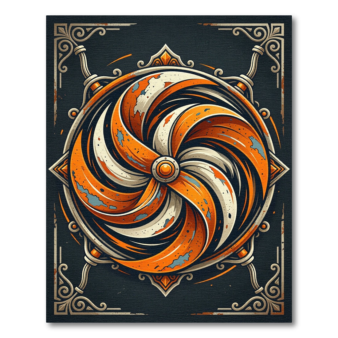 Vibrant Orange Swirl Abstract Art Rug