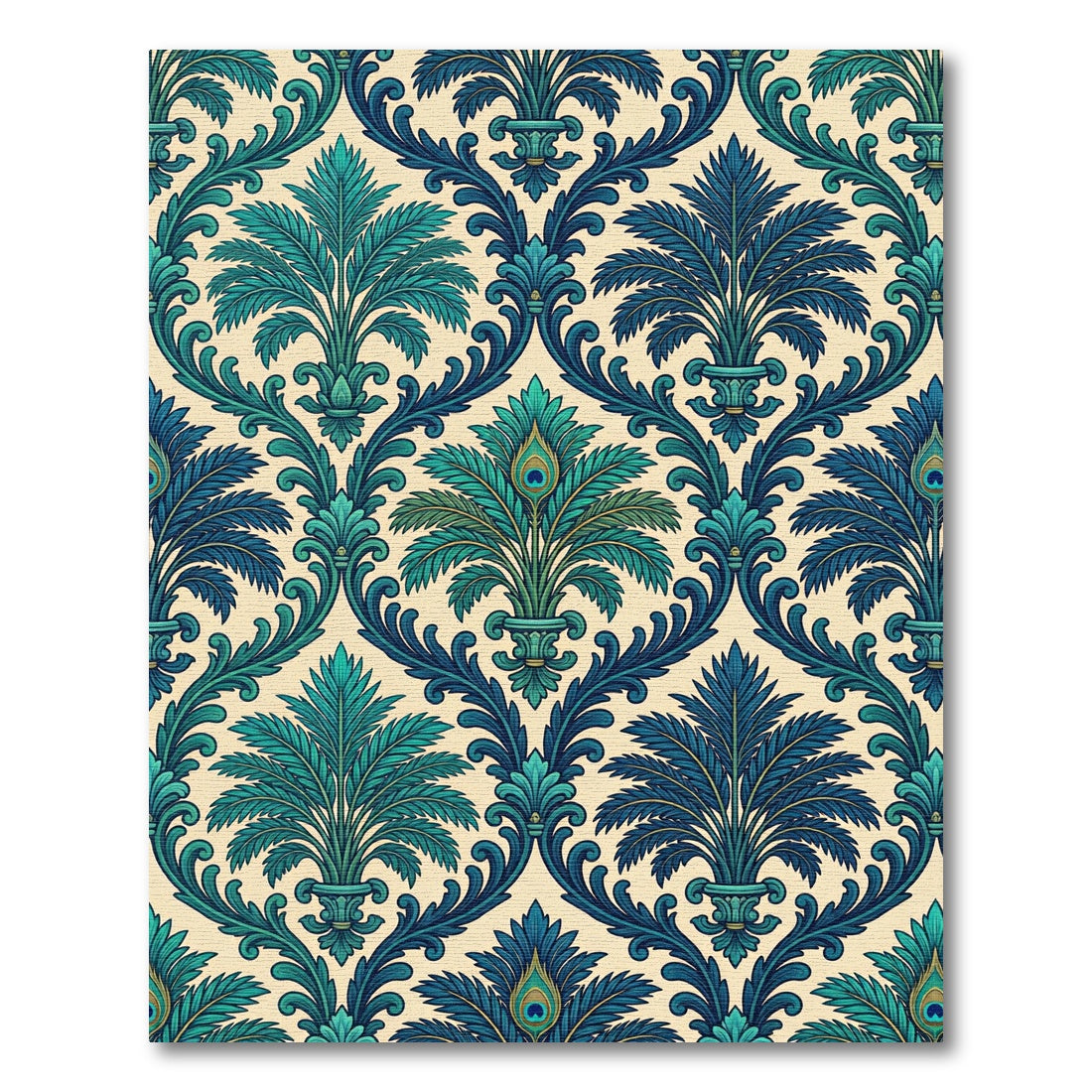 Teal Emerald Peacock Flourish Rug