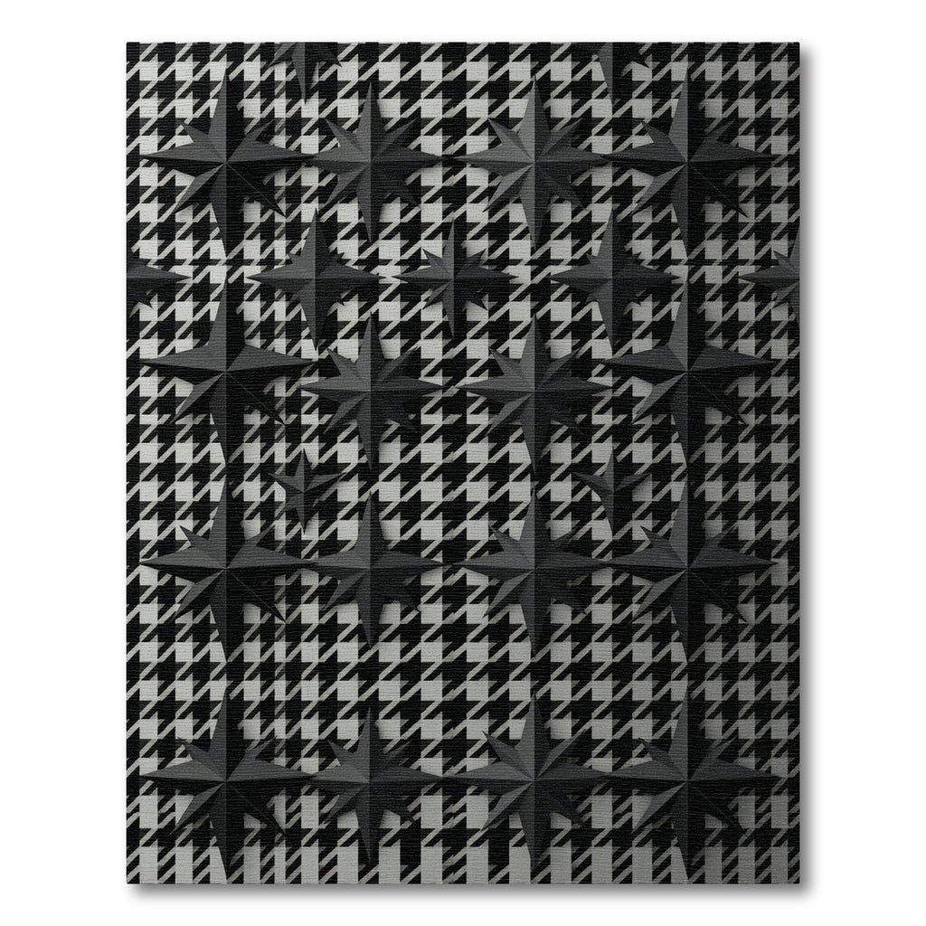 Black Star Houndstooth Composition Rug