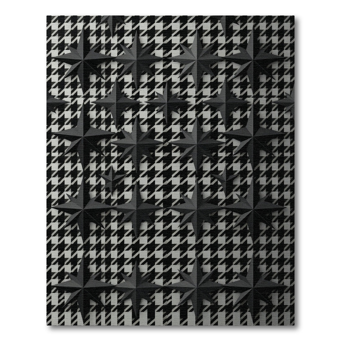 Black Star Houndstooth Composition Rug