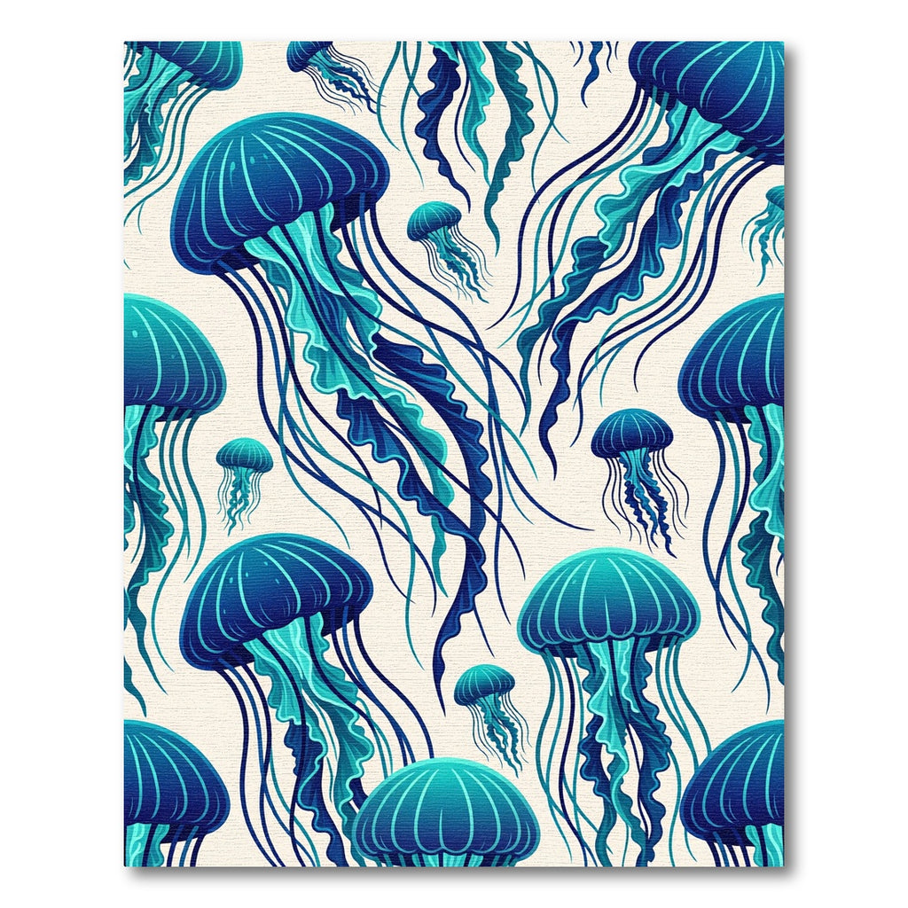 Ethereal Blue Jellyfish Ocean Swirls Rug