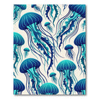 Ethereal Blue Jellyfish Ocean Swirls Rug
