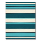 Teal Cream Horizontal Stripe Rug