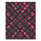 Geometric Coral and Charcoal Lattice Rug