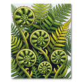 Lush Green Botanical Fern Fiddlehead Rug