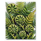 Lush Green Botanical Fern Fiddlehead Rug