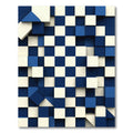 Deep Blue White Geometric Cubes Rug