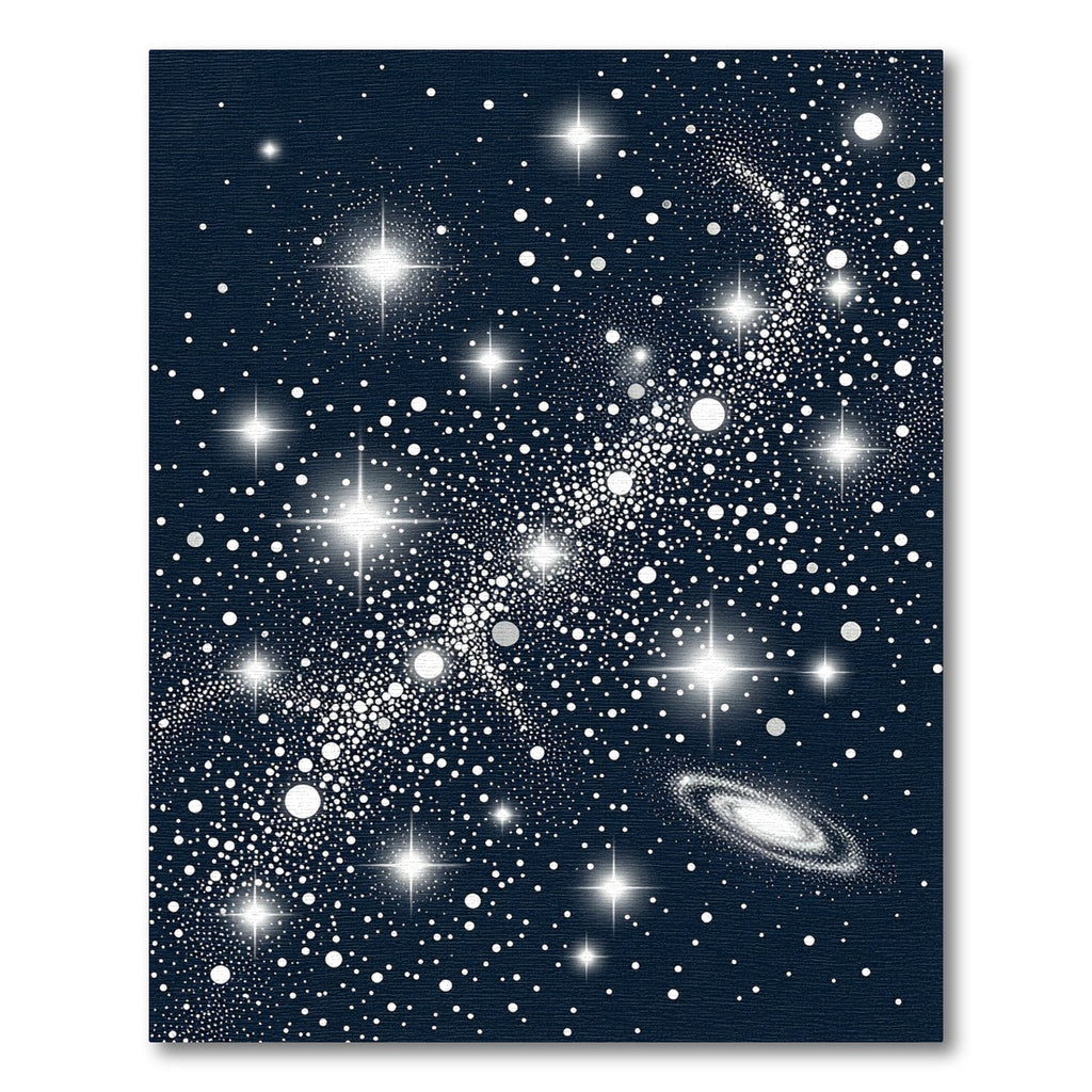 Shimmering Navy Blue Starry Galaxy Rug