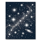 Shimmering Navy Blue Starry Galaxy Rug