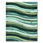 Abstract Green Layered Wave Rug