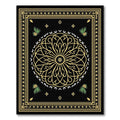 Black Gold Floral Mandalas Border Rug