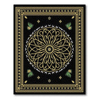 Black Gold Floral Mandalas Border Rug