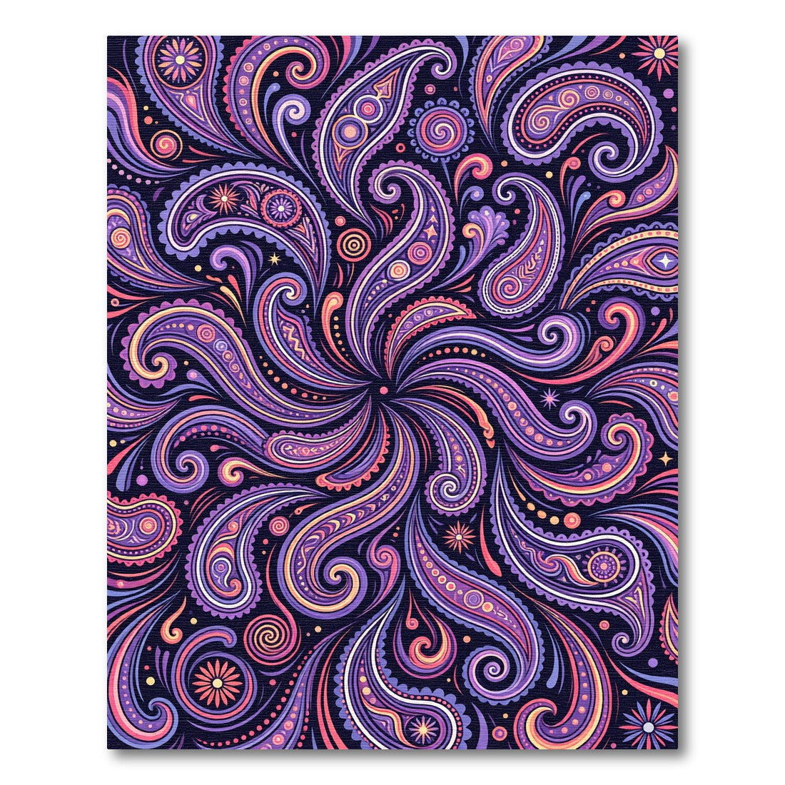 Vibrant Paisley Swirl Floral Art Rug
