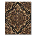 Elegant Gold Flourish Medallion Rug