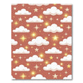 Whimsical Terracotta Clouds and Glowing Stars Rug