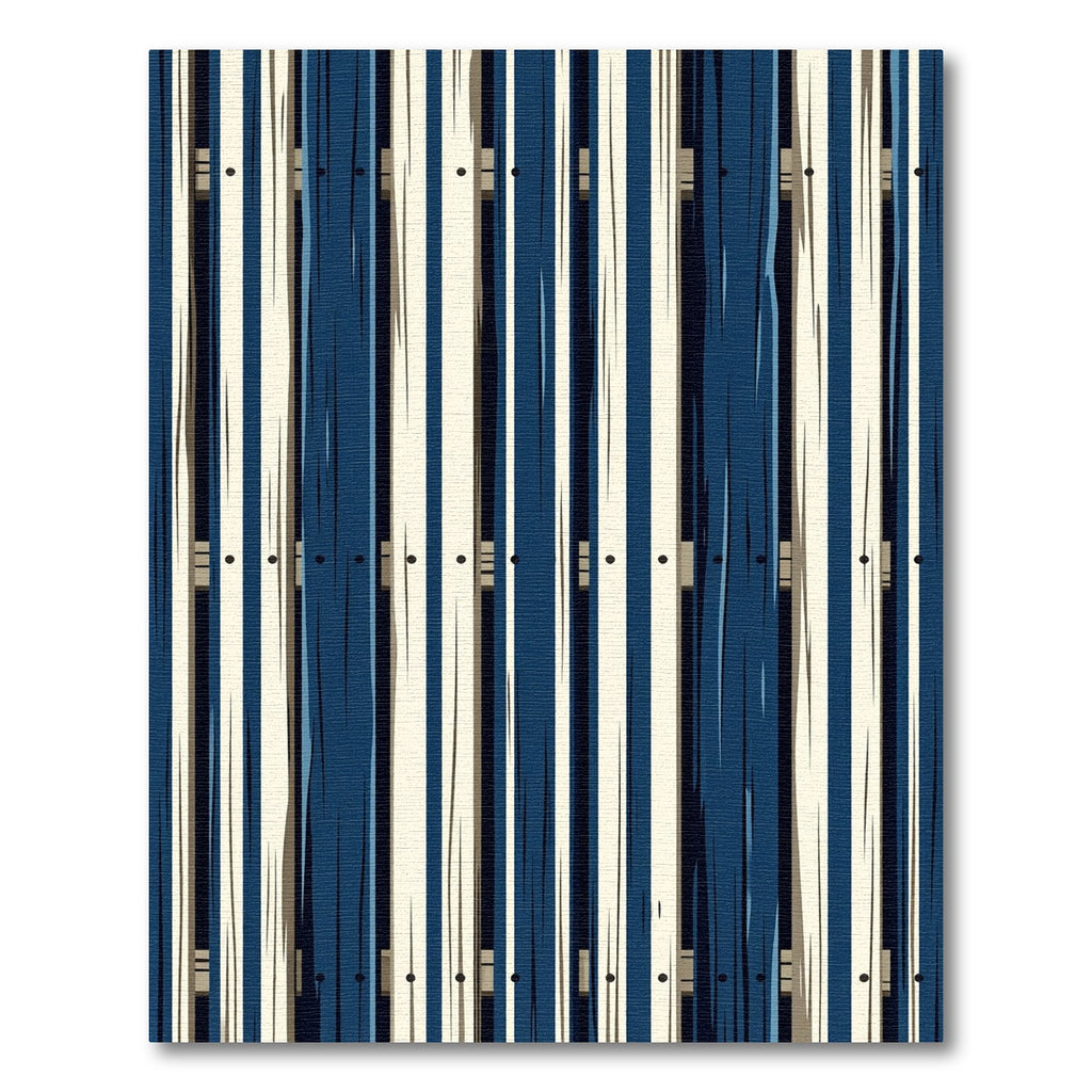 Modern Navy and Cream Vertical Plank Rug