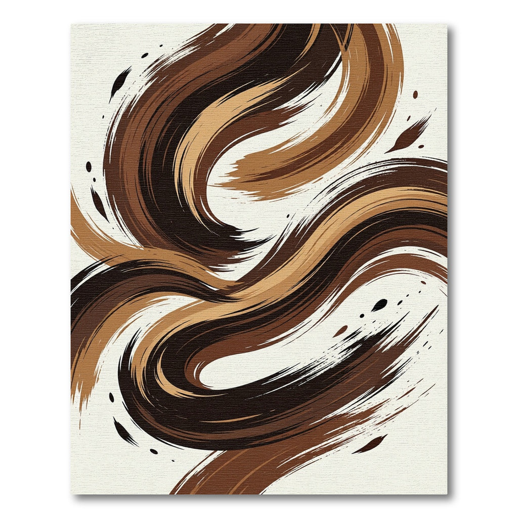 Earthy Brown Swirl Abstract Brushstroke Rug