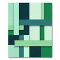 Modern Green Geometric Layered Striped Composition Rug