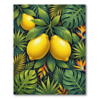 Vibrant Tropical Lemon Botanical Foliage Rug