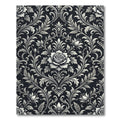 Monochromatic Black Floral Scroll Rug