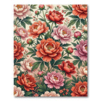Vibrant Coral Pink Peony Garden Rug
