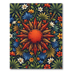 Vibrant Radiant Sunburst Floral Medallion Rug