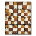 Weathered Ochre and Brown Checkered Tile Rug