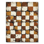 Weathered Ochre and Brown Checkered Tile Rug