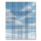 Blue Sky Grid Lines Layered Rug