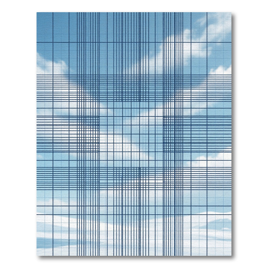 Blue Sky Grid Lines Layered Rug