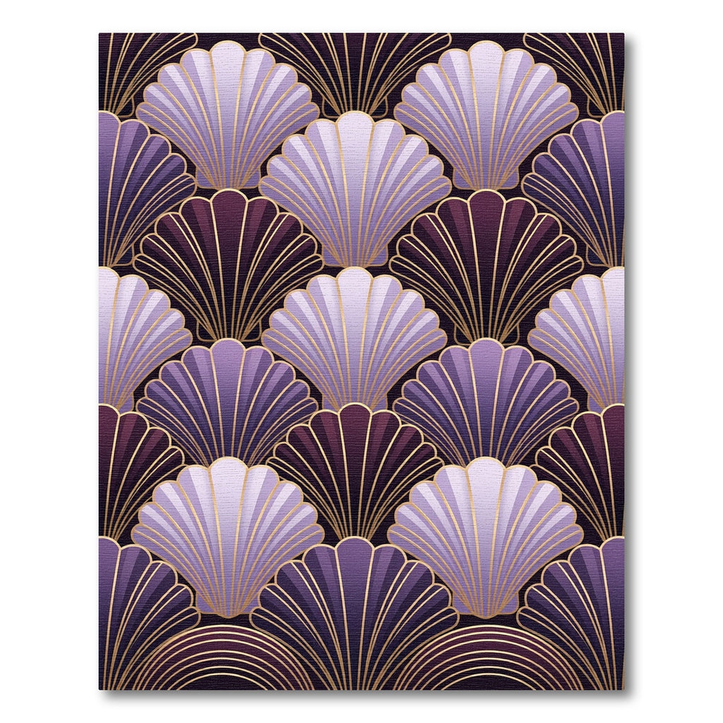 Art Deco Purple Gold Fan Shell Rug