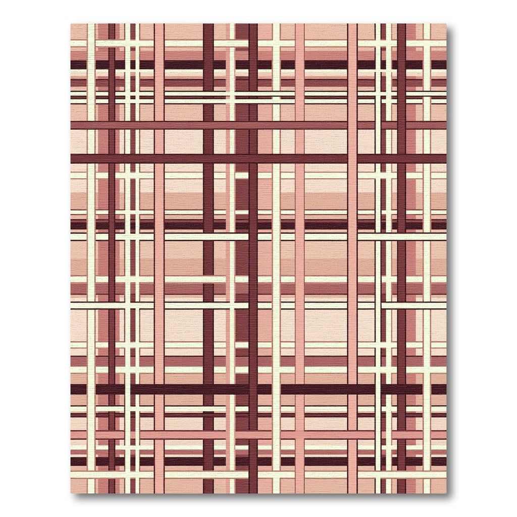 Muted Rose Plaid Grid Rug