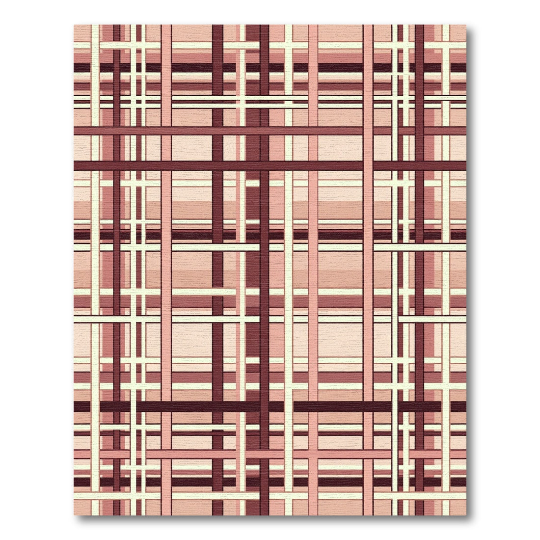 Muted Rose Plaid Grid Rug