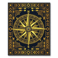 Golden Celestial Compass Geometric Art Rug