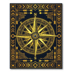 Golden Celestial Compass Geometric Art Rug