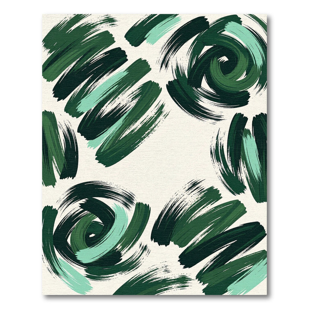 Emerald Forest Swirl Abstract Art Rug