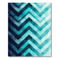 Watercolor Teal Chevron Gradient Wave Rug